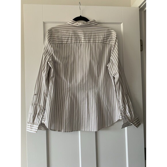 New York & Company, Long Sleeve Striped Button Up Shirt W/Pockets Large - Picture 2 of 8